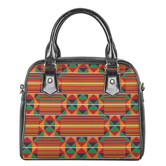 Kente Pattern Print Shoulder Handbag