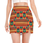 Kente Pattern Print Side Slit Mini Skirt