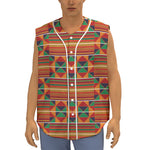 Kente Pattern Print Sleeveless Baseball Jersey
