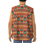 Kente Pattern Print Sleeveless Baseball Jersey