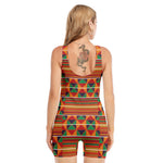 Kente Pattern Print Sleeveless One Piece Swimsuit