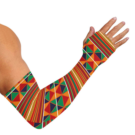 Kente Pattern Print Sun Protection Arm Sleeves