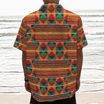 Kente Pattern Print Textured Short Sleeve Shirt