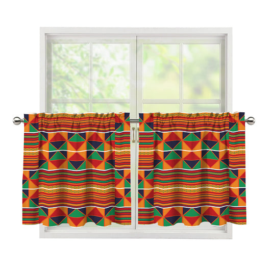 Kente Pattern Print Tier Curtains