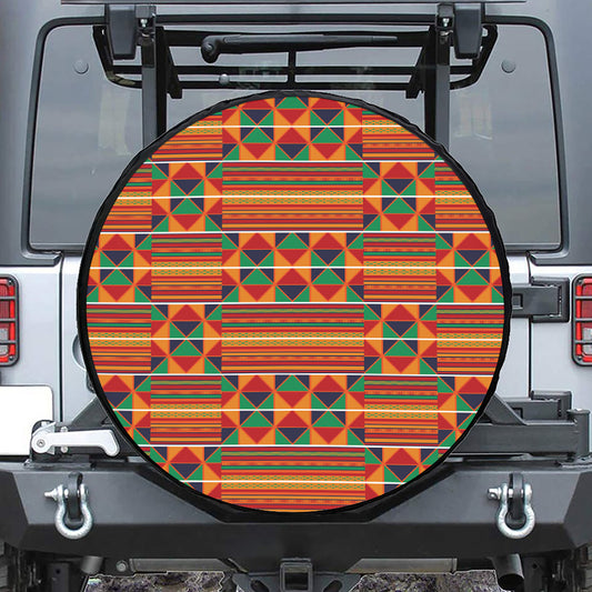 Kente Pattern Print Tire Cover