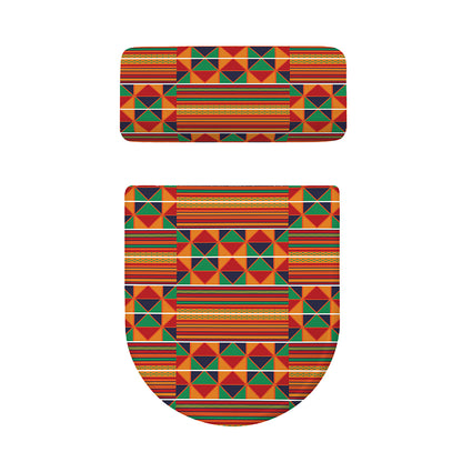 Kente Pattern Print Toilet Lid And Tank Cover Set
