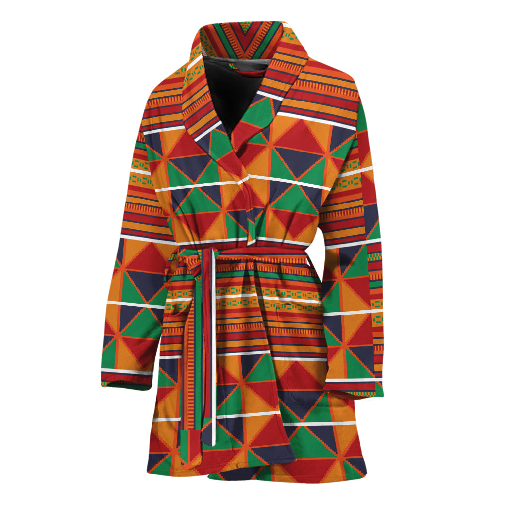 Kente Pattern Print Women's Bathrobe