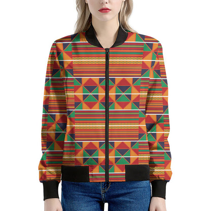 Kente Pattern Print Women's Bomber Jacket