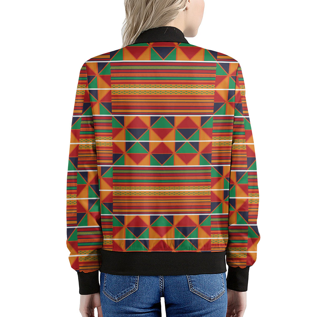 Kente Pattern Print Women's Bomber Jacket