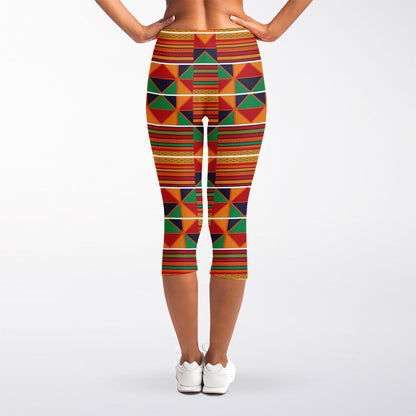 Kente Pattern Print Women's Capri Leggings