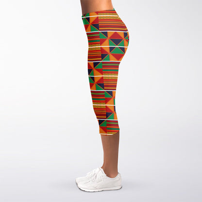 Kente Pattern Print Women's Capri Leggings