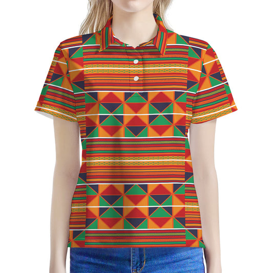 Kente Pattern Print Women's Polo Shirt