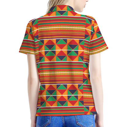 Kente Pattern Print Women's Polo Shirt