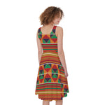 Kente Pattern Print Women's Sleeveless Dress