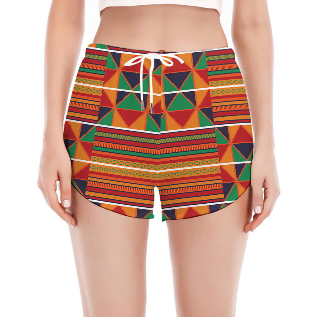 Kente Pattern Print Women's Split Running Shorts