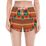 Kente Pattern Print Women's Split Running Shorts