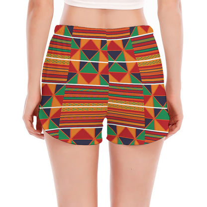 Kente Pattern Print Women's Split Running Shorts