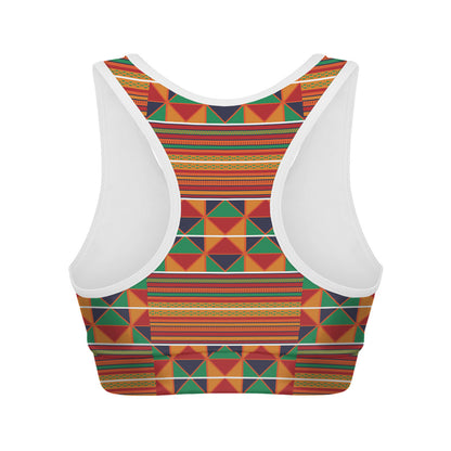 Kente Pattern Print Women's Sports Bra