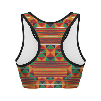 Kente Pattern Print Women's Sports Bra