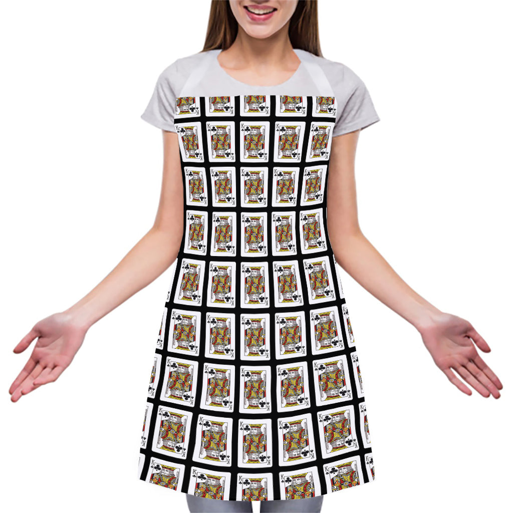 King Of Clubs Playing Card Pattern Print Adjustable Apron
