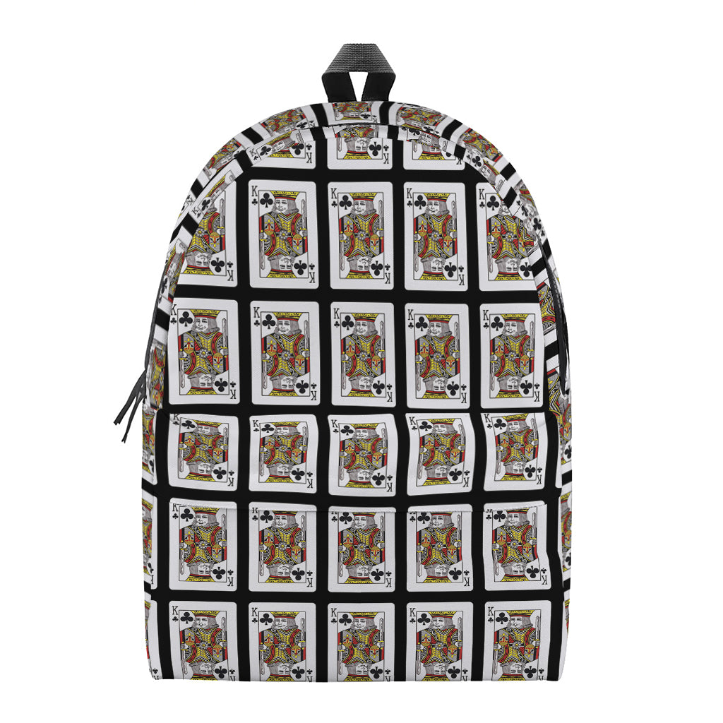 King Of Clubs Playing Card Pattern Print Backpack