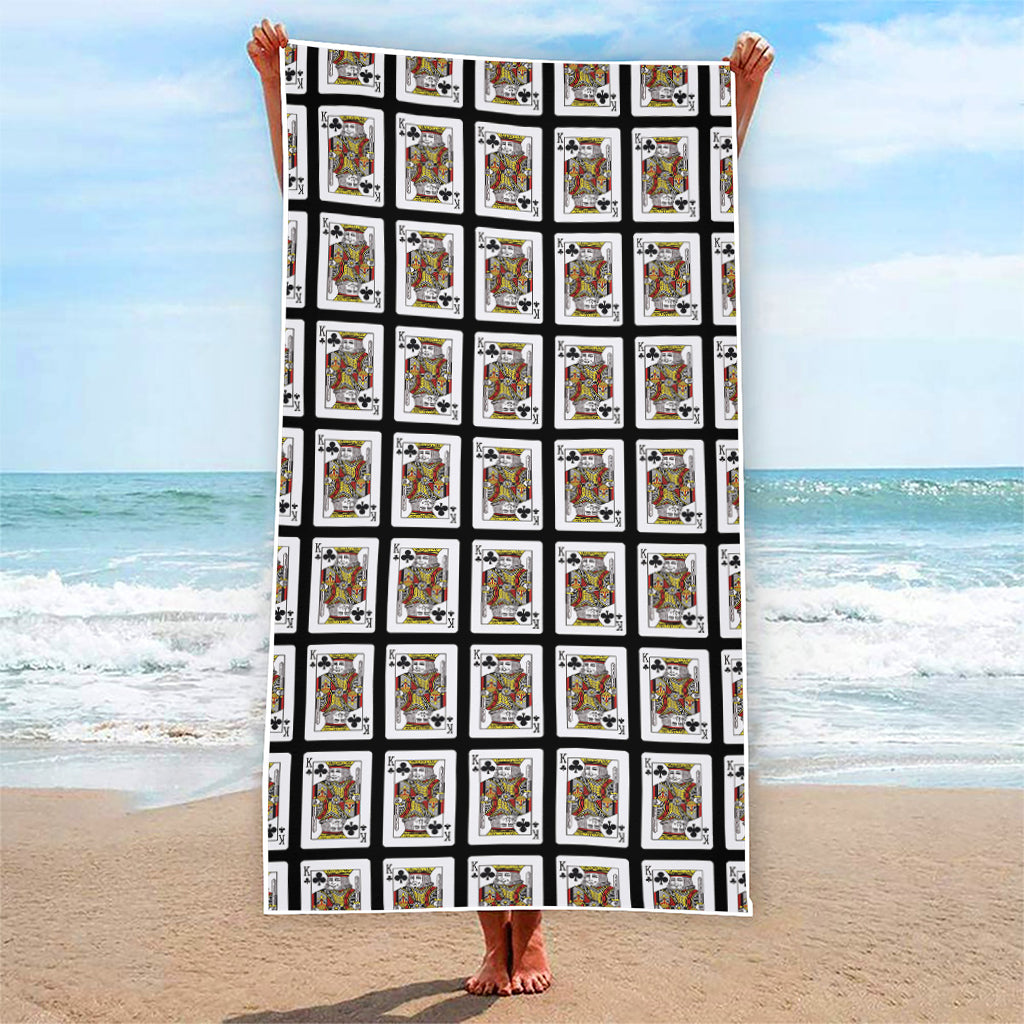 King Of Clubs Playing Card Pattern Print Beach Towel
