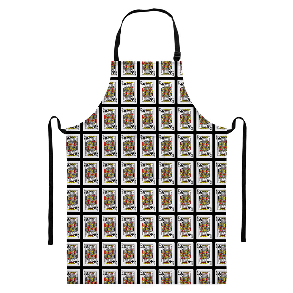 King Of Clubs Playing Card Pattern Print Bib Apron With Pocket