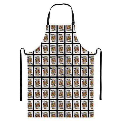 King Of Clubs Playing Card Pattern Print Bib Apron With Pocket