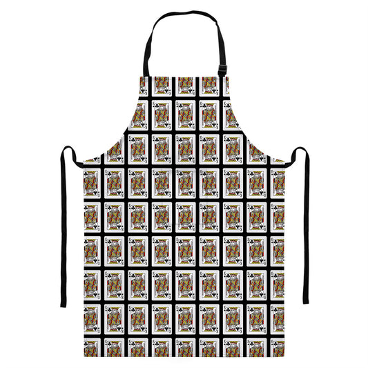 King Of Clubs Playing Card Pattern Print Bib Apron With Pocket