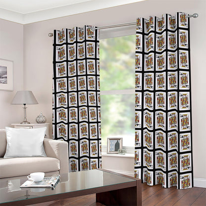 King Of Clubs Playing Card Pattern Print Blackout Grommet Curtains