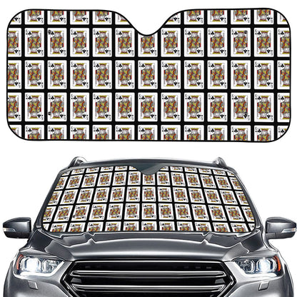 King Of Clubs Playing Card Pattern Print Car Windshield Sun Shade