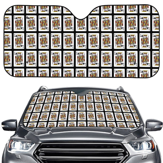 King Of Clubs Playing Card Pattern Print Car Windshield Sun Shade