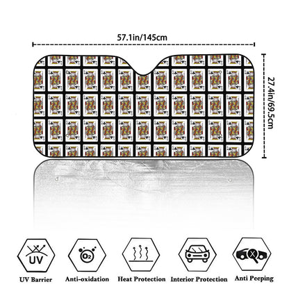 King Of Clubs Playing Card Pattern Print Car Windshield Sun Shade