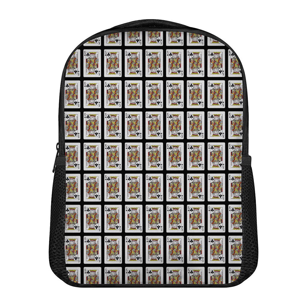 King Of Clubs Playing Card Pattern Print Casual Backpack