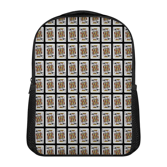 King Of Clubs Playing Card Pattern Print Casual Backpack