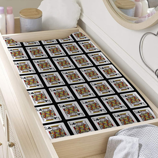 King Of Clubs Playing Card Pattern Print Changing Pad Cover