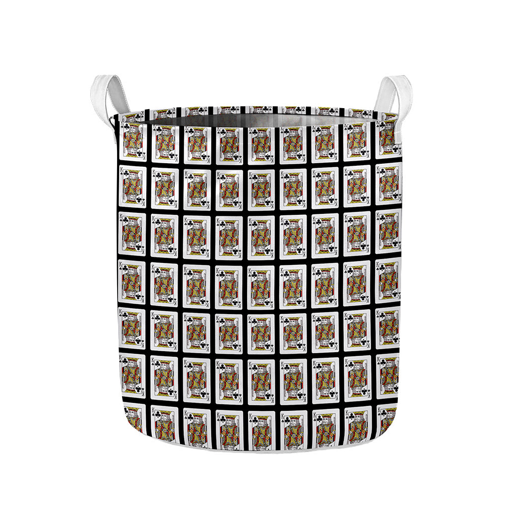 King Of Clubs Playing Card Pattern Print Collapsible Laundry Basket