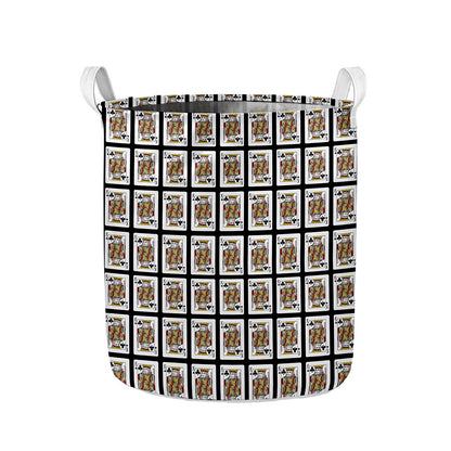 King Of Clubs Playing Card Pattern Print Collapsible Laundry Basket