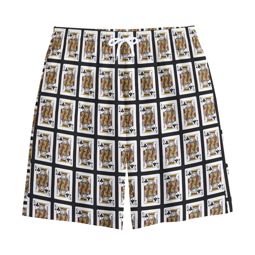 King Of Clubs Playing Card Pattern Print Cotton Shorts