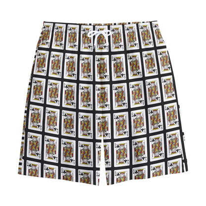 King Of Clubs Playing Card Pattern Print Cotton Shorts