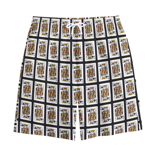 King Of Clubs Playing Card Pattern Print Cotton Shorts