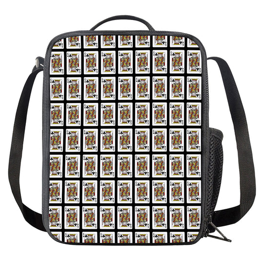 King Of Clubs Playing Card Pattern Print Crossbody Lunch Bag