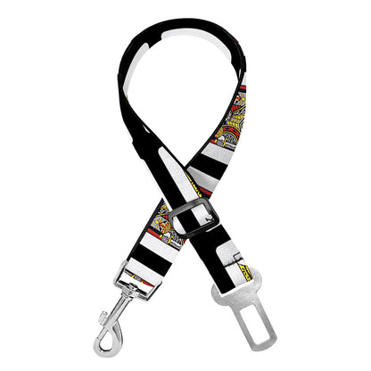 King Of Clubs Playing Card Pattern Print Dog Seat Belt