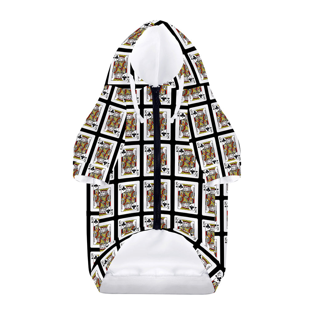 King Of Clubs Playing Card Pattern Print Dog Zip Up Hoodie