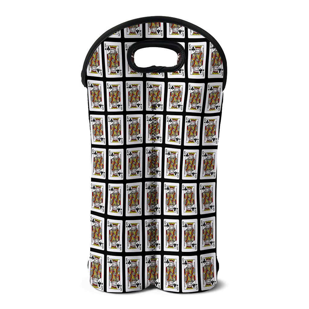 King Of Clubs Playing Card Pattern Print Double Neoprene Wine Tote
