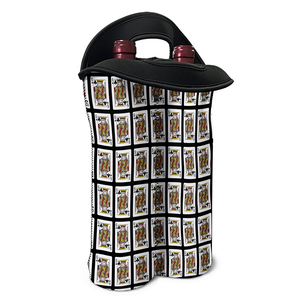 King Of Clubs Playing Card Pattern Print Double Neoprene Wine Tote
