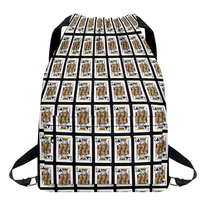 King Of Clubs Playing Card Pattern Print Drawstring Backpack