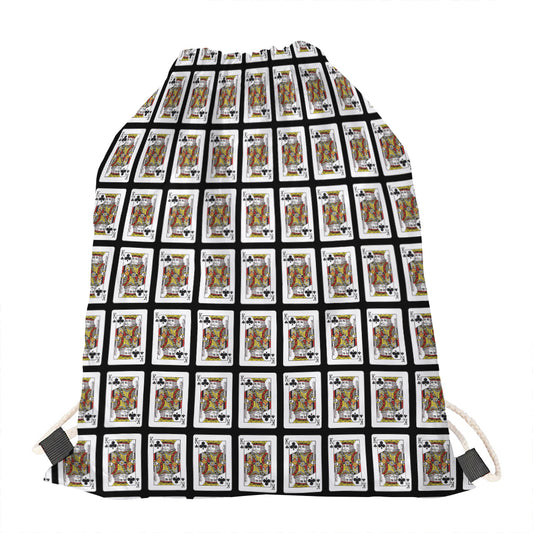 King Of Clubs Playing Card Pattern Print Drawstring Bag
