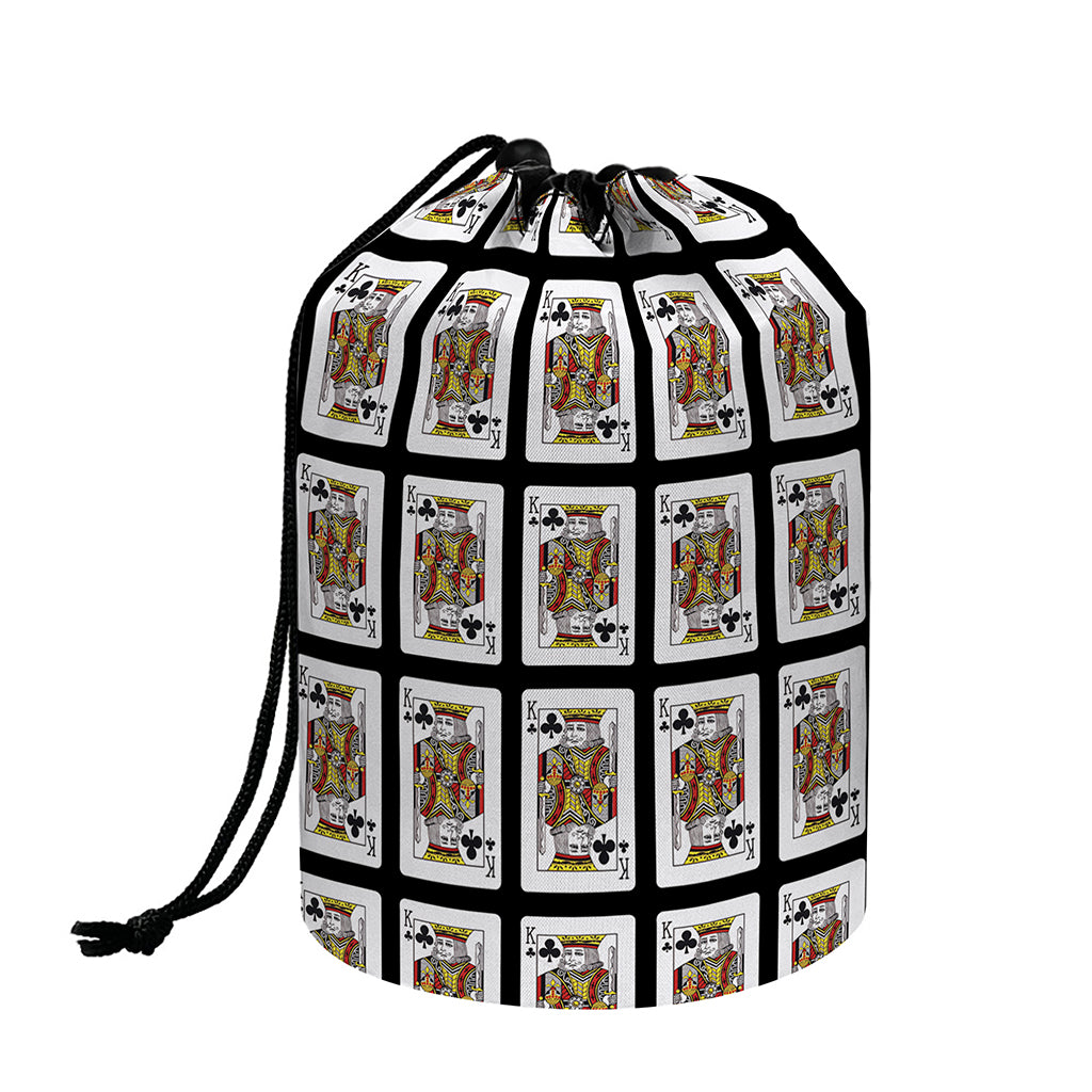 King Of Clubs Playing Card Pattern Print Drawstring Makeup Bag
