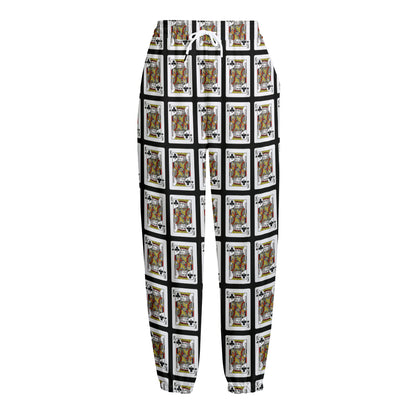 King Of Clubs Playing Card Pattern Print Fleece Lined Knit Pants